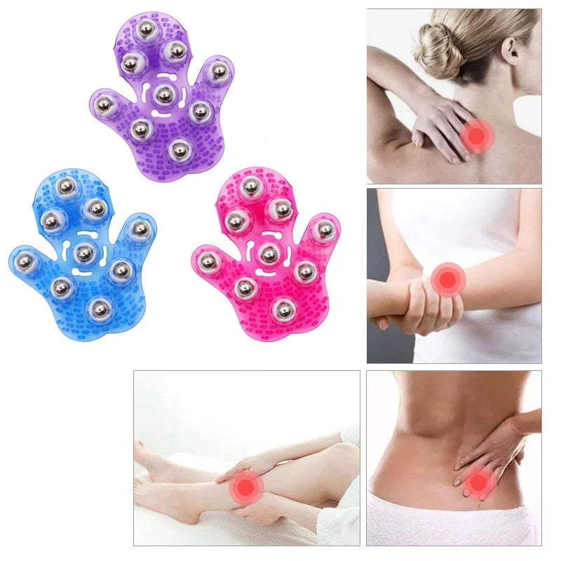 Roller Ball Body Massage Glove Anti-Cellulite Muscle Pain Relief Relax Massager