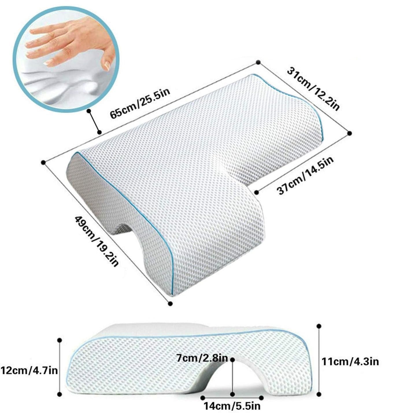 Couples Arched Arm Rest Memory Foam Pillow